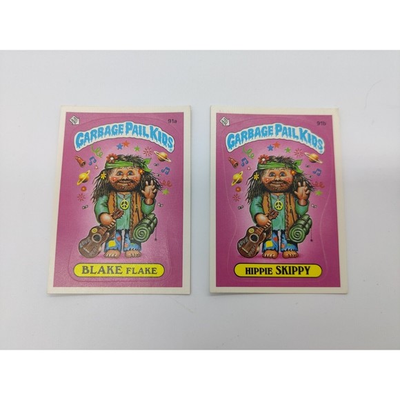 Blake Flake 91a and Hippie Skippy 91b Card Set 1986 Garbage Pail Kids Checklist - Picture 3 of 7